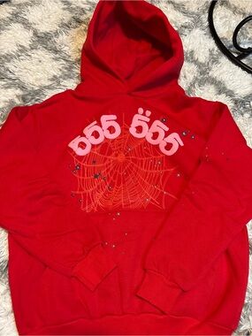 Red Graphic Spiderweb Hoodie Sweatshirt brand new